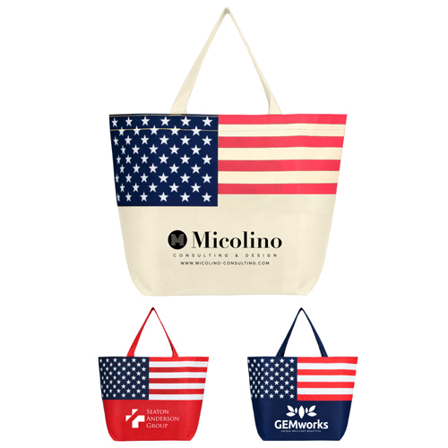 Custom Printed Non Woven American Flag Tote Bag | Bagmasters