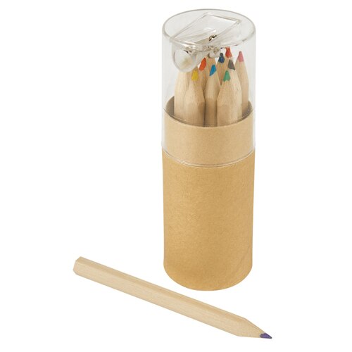 Mini Colored Pencil Kit - Set of 12 with Storage Tube and Sharpener
