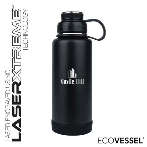 EcoVessel - THE BOULDER - Insulated Water Bottle w/ Double Lid & Strainer -  32 oz