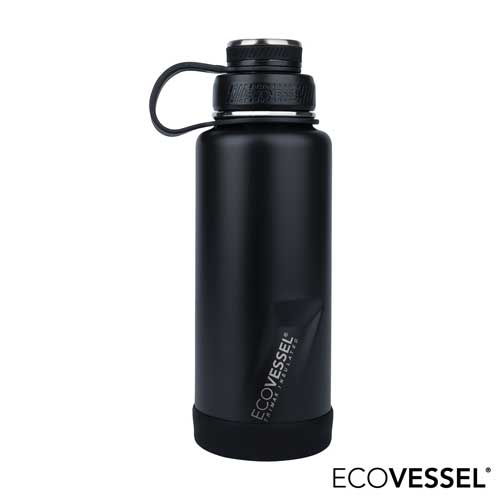 EcoVessel - THE BOULDER - Insulated Water Bottle w/ Double Lid & Strainer -  32 oz