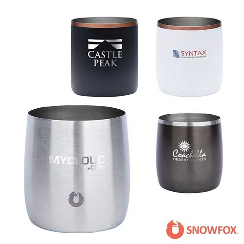 Custom Printed Snowfox 11oz Shimmer Finish Vacuum Insulated Whiskey Rocks  Tumbler