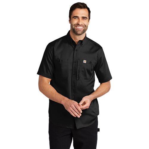 Custom Work Shirts Screen Printed Carhartt Men's Black Rugged Professional  Series Short-Sleeve Shirt