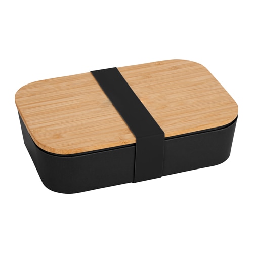 Black Storage Bin with Bamboo Lid